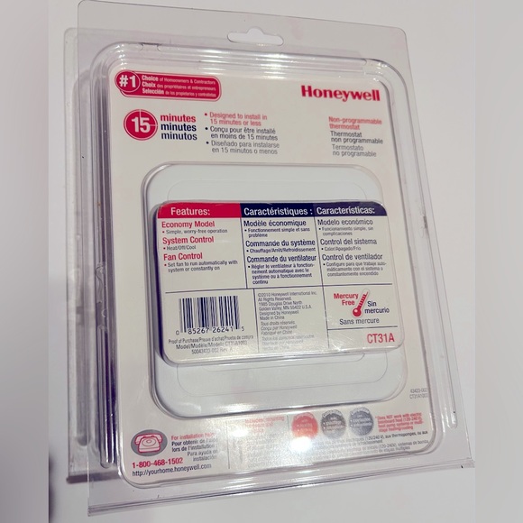 HONEYWELL NON-PROGRAMMABLE THERMOSTAT CT31A - Picture 2 of 2